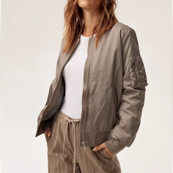 Aritzia Babaton Gilman Bomber Oversized Jacket Fabric Made in Italy Modern Taupe - Picture 1 of 16